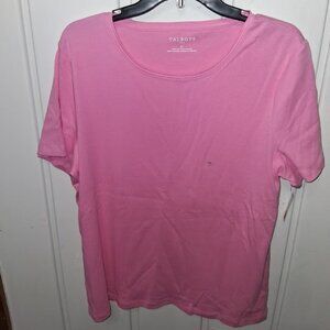 Talbots Cotton Round Neck Short Sleeve Tee NWT Sz XL Pink